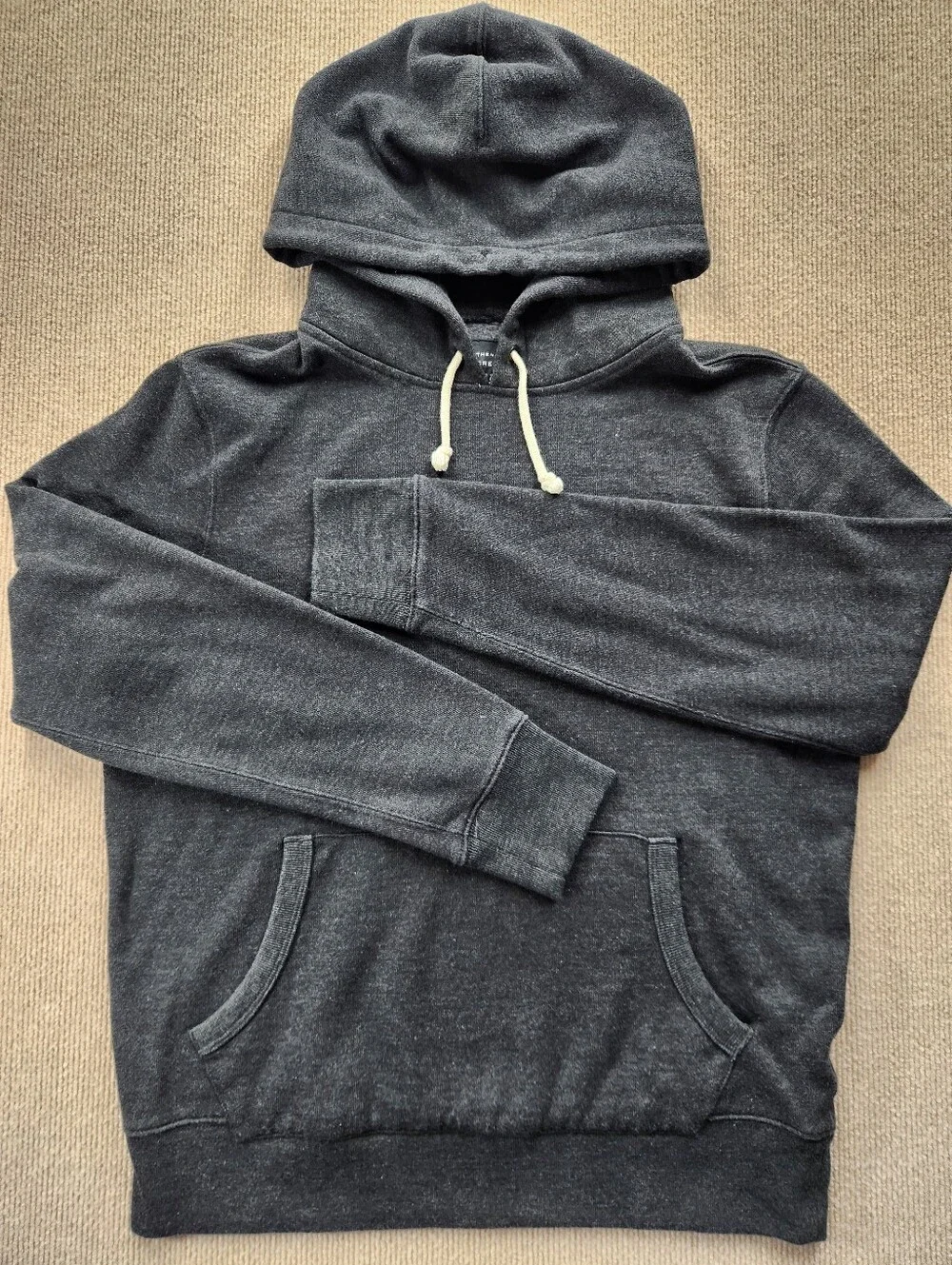 J.CREW Vintage Fleece Men's M Gray Solid Fleece Pullover Hoodie Pockets